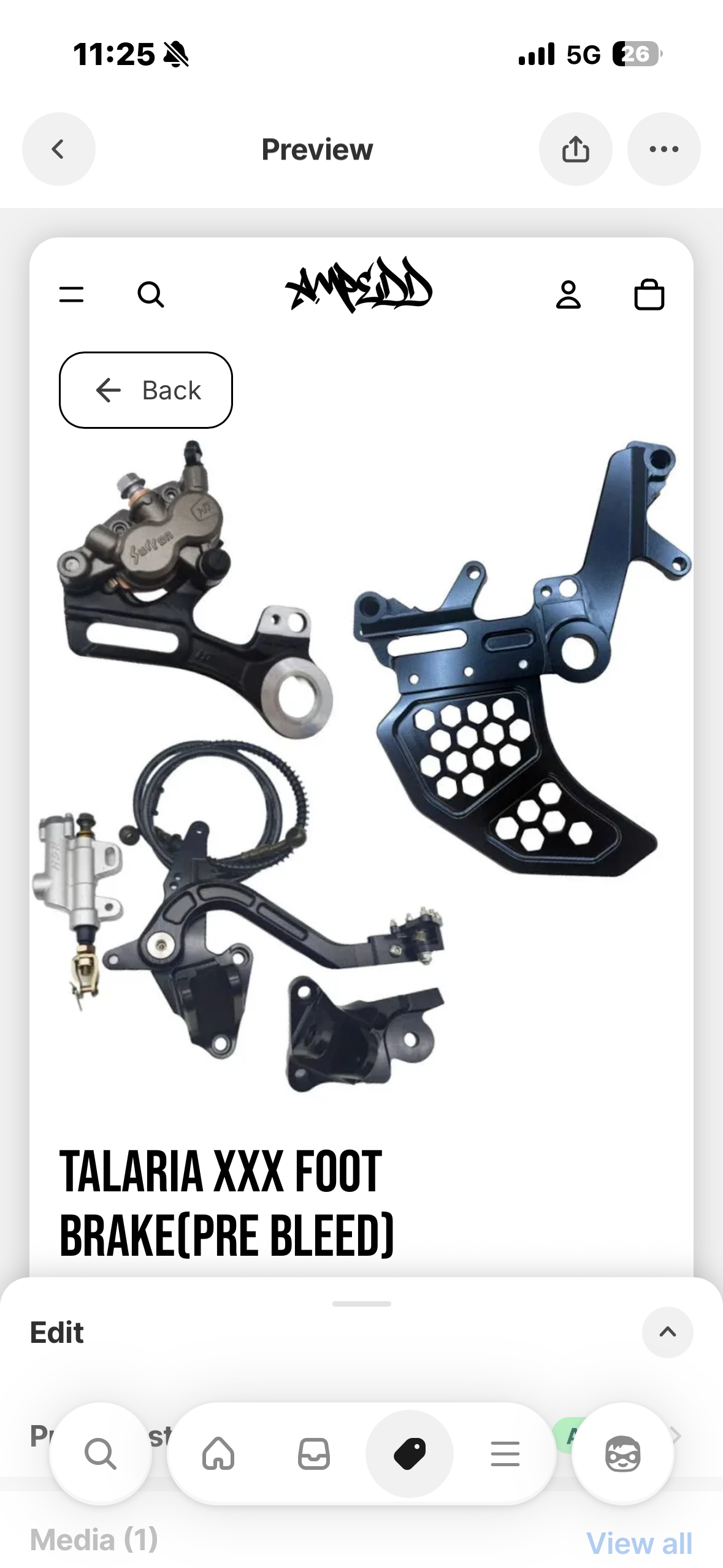 Ampedd ultra bee foot brake
